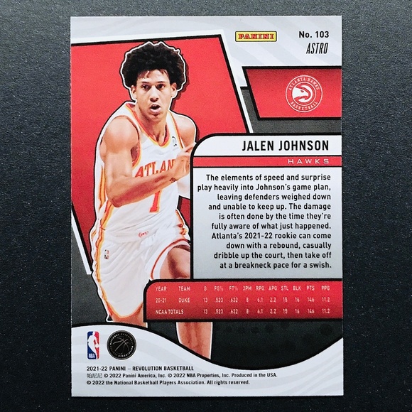 Jalen Johnson RC - 2021-22 Panini Revolution Astro #103 - Picture 2 of 2